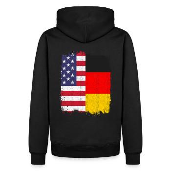 Deutsch Amerikanisch US Flagge Deutschland - Männer Premium Bio Hoodie - Schwarz - Hinten - Nico (187cm)