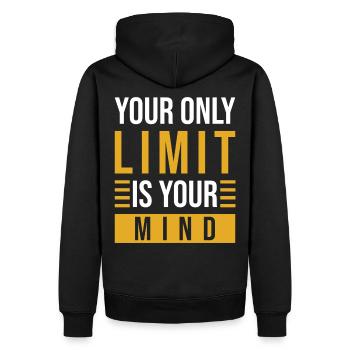 Motivation Mindset Spruch - Männer Premium Bio Hoodie - Schwarz - Hinten - Nico (187cm)