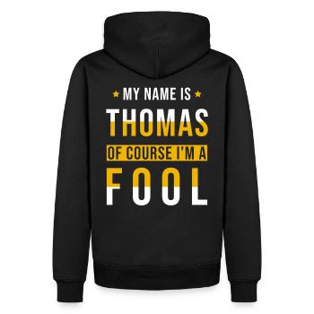 Thomas Name Geschenk lustig Spruch - Männer Premium Bio Hoodie - Schwarz - Hinten - Nico (187cm)