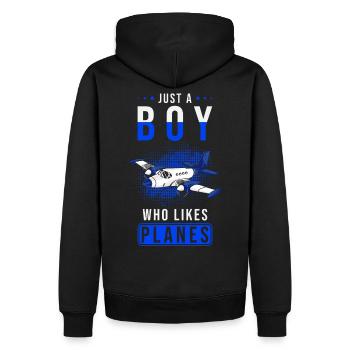 Flugzeug Pilot Geschenk - Männer Premium Bio Hoodie - Schwarz - Hinten - Nico (187cm)