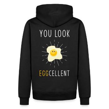 Oeufs Jeu de mots - Sweat à capuche Premium bio Homme - noir - Dos - Nico (187cm)