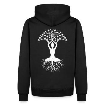 Yoga arbre - Sweat à capuche Premium bio Homme - noir - Dos - Nico (187cm)