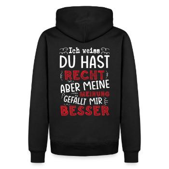 Du hast Recht aber meine Meinung gefällt mir besse - Männer Premium Bio Hoodie - Schwarz - Hinten - Nico (187cm)