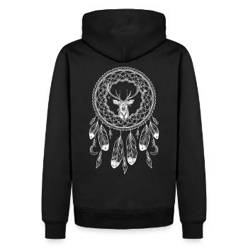 Sternzeichen Native American Hirsch - Männer Premium Bio Hoodie - Schwarz - Hinten - Nico (187cm)