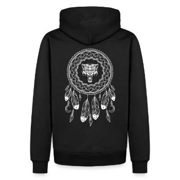Sternzeichen Native American Wolf - Männer Premium Bio Hoodie - Schwarz - Hinten - Nico (187cm)