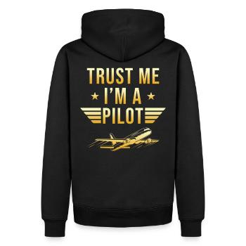 Pilot Gift - Men’s Premium Organic Hoodie - black - Back - Nico (187cm)