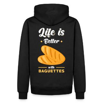 Baguette pain rengaine drôle - Sweat à capuche Premium bio Homme - noir - Dos - Nico (187cm)