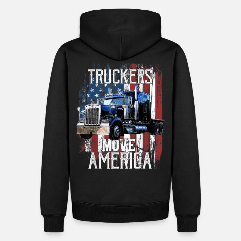 Drapeau camion américain - Sweat à capuche Premium bio Homme - noir