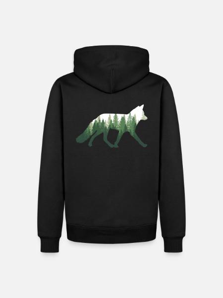 Fox Nature Forest - Men’s Premium Organic Hoodie - black
