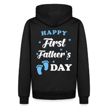 Vatertag erster Vatertag - Männer Premium Bio Hoodie - Schwarz - Hinten - Nico (187cm)