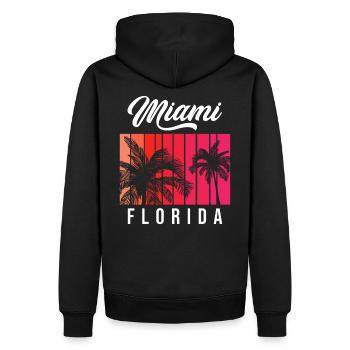 Miami Florida Retro Sunset - Sweat à capuche Premium bio Homme - noir - Dos - Nico (187cm)