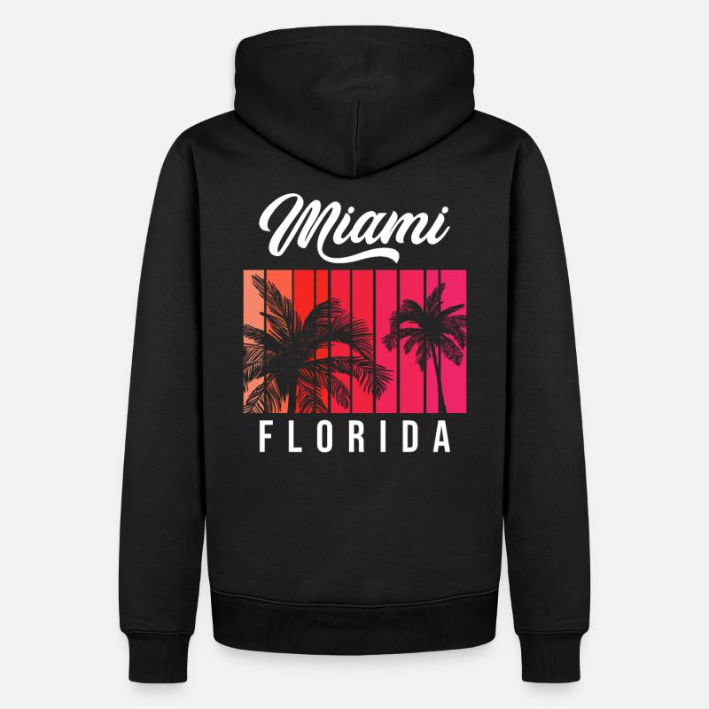 Miami Florida Retro Sunset - Sweat à capuche Premium bio Homme - noir