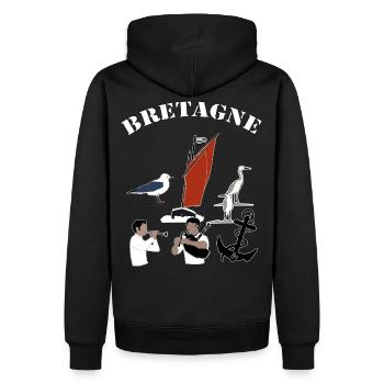 bretagne symboles - Sweat à capuche Premium bio Homme - noir - Dos - Nico (187cm)