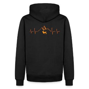 Berge Klettern Hearbeat - Männer Premium Bio Hoodie - Schwarz - Hinten - Nico (187cm)