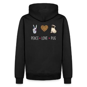 Mops - Männer Premium Bio Hoodie - Schwarz - Hinten - Nico (187cm)