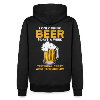 Bière - Sweat à capuche Premium bio Homme - noir - Dos - Nico (187cm)