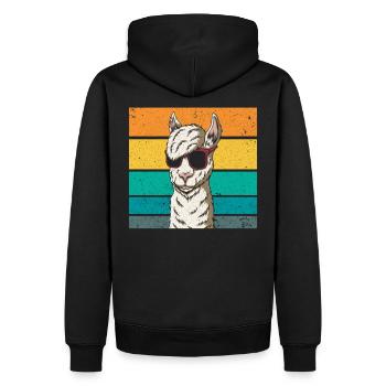 Alpaka Cool Sonnenbrille - Männer Premium Bio Hoodie - Schwarz - Hinten - Nico (187cm)
