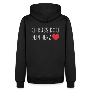 Ich küss doch dein Herz - Männer Premium Bio Hoodie - Schwarz - Hinten - Nico (187cm)