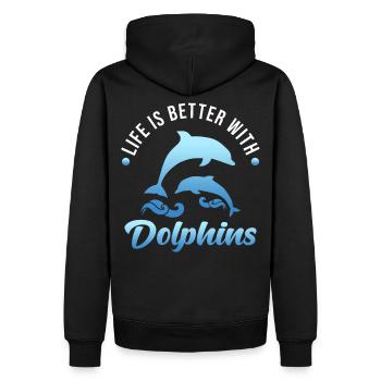 Delfin - Männer Premium Bio Hoodie - Schwarz - Hinten - Nico (187cm)