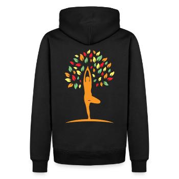 Yoga Baum - Männer Premium Bio Hoodie - Schwarz - Hinten - Nico (187cm)