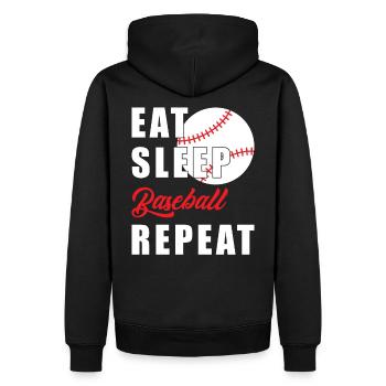 Eat Sleep Baseball Repeat - Männer Premium Bio Hoodie - Schwarz - Hinten - Nico (187cm)