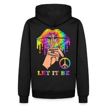 Hippie 70s Peace - Sweat à capuche Premium bio Homme - noir - Dos - Nico (187cm)