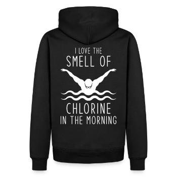 Natation I love the smell of chlorine in the morn - Sweat à capuche Premium bio Homme - noir - Dos - Nico (187cm)