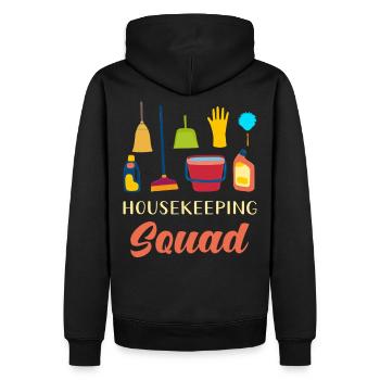 Housekeeping Squad - Männer Premium Bio Hoodie - Schwarz - Hinten - Nico (187cm)
