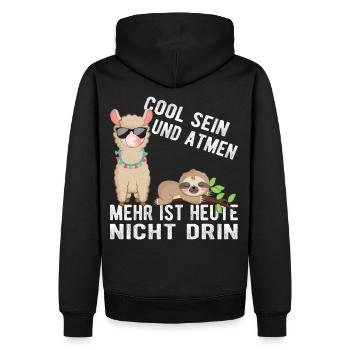 Cool Atmen Faultier Lama Baby Geschenkidee Fun - Männer Premium Bio Hoodie - Schwarz - Hinten - Nico (187cm)