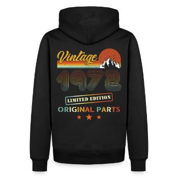Vintage 1972 Retro Geburtstag - Männer Premium Bio Hoodie - Schwarz - Hinten - Nico (187cm)