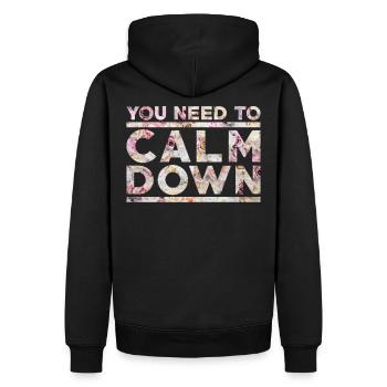 Calm Down - Männer Premium Bio Hoodie - Schwarz - Hinten - Nico (187cm)