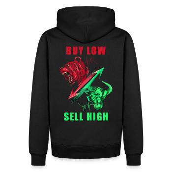 Investor Shares - Men’s Premium Organic Hoodie - black - Back - Nico (187cm)
