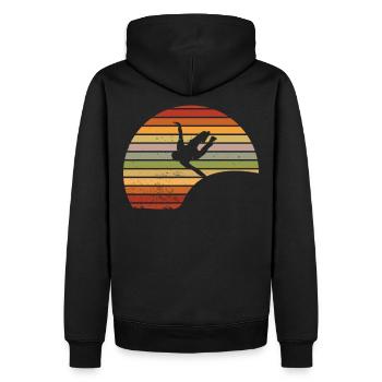 Parkour Retro - Männer Premium Bio Hoodie - Schwarz - Hinten - Nico (187cm)