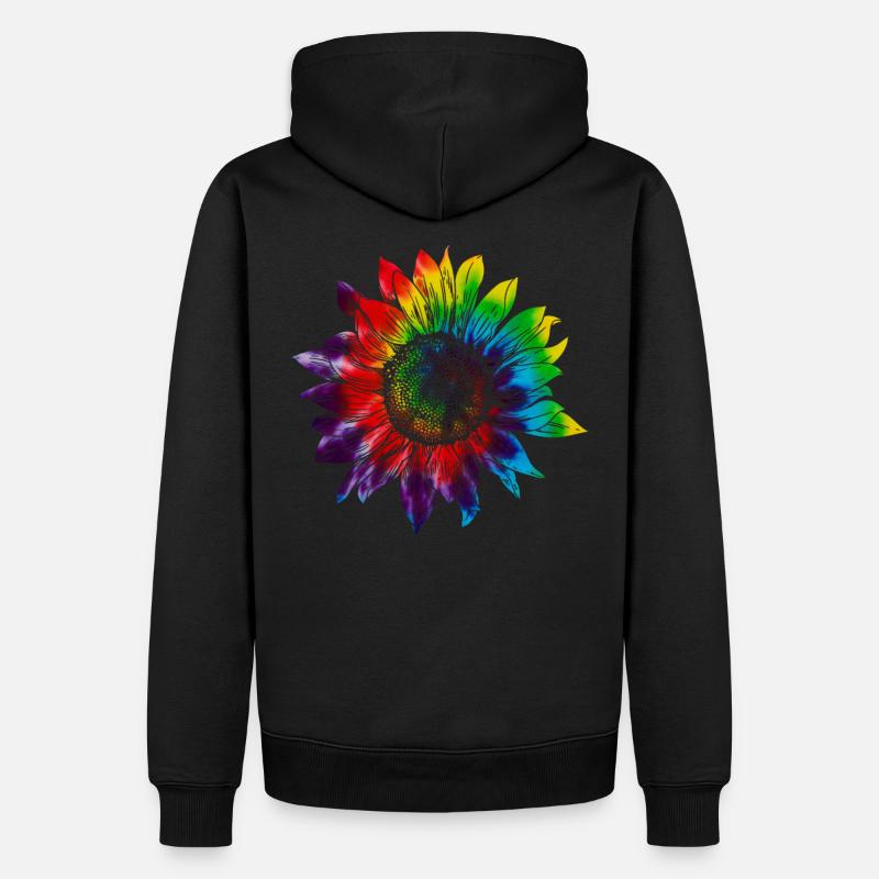 Sonnenblume Regenbogen - Männer Premium Bio Hoodie - Schwarz