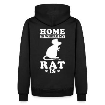 Ratte - Männer Premium Bio Hoodie - Schwarz - Hinten - Nico (187cm)