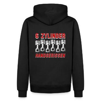 6 Zylinder handgerissen Autotuning Motor Shirt - Männer Premium Bio Hoodie - Schwarz - Hinten - Nico (187cm)