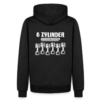 6 Zylinder handgerissen Autotuning Motor Shirt - Männer Premium Bio Hoodie - Schwarz - Hinten - Nico (187cm)