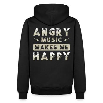 Metal Musik Angry Music - Männer Premium Bio Hoodie - Schwarz - Hinten - Nico (187cm)