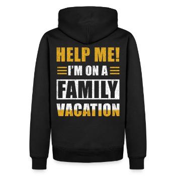 Vacances en famille sort drôle - Sweat à capuche Premium bio Homme - noir - Dos - Nico (187cm)
