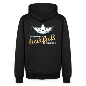 In Gedanken barfuß am Strand Nordsee Küste - Männer Premium Bio Hoodie - Schwarz - Hinten - Nico (187cm)