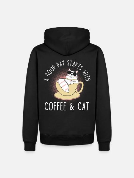 Kaffee Katze Spruch - Men’s Premium Organic Hoodie - black