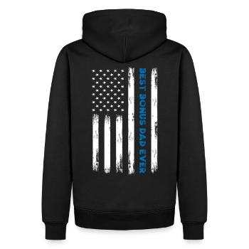 Bonus Papa - Männer Premium Bio Hoodie - Schwarz - Hinten - Nico (187cm)