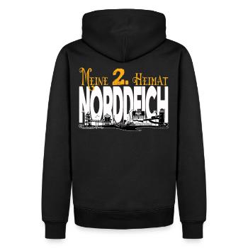 Norddeich Nordsee Urlaub Ostfriesland Norden Moin - Männer Premium Bio Hoodie - Schwarz - Hinten - Nico (187cm)