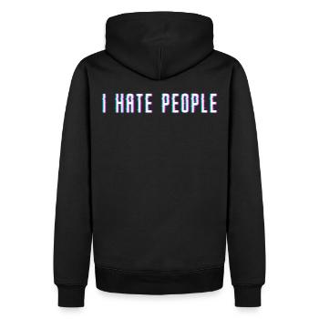 Je déteste les gens - Sweat à capuche Premium bio Homme - noir - Dos - Nico (187cm)