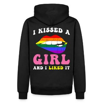 LGBTQ Phrase de la légune - Sweat à capuche Premium bio Homme - noir - Dos - Nico (187cm)