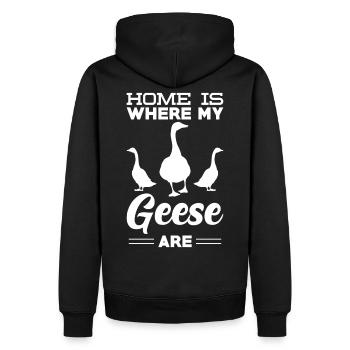 Oies rengaine à la maison - Sweat à capuche Premium bio Homme - noir - Dos - Nico (187cm)