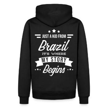 Brasilien - Männer Premium Bio Hoodie - Schwarz - Hinten - Nico (187cm)