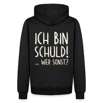 Ich bin Schuld Schuldig lustige sprüche - Männer Premium Bio Hoodie - Schwarz - Hinten - Nico (187cm)