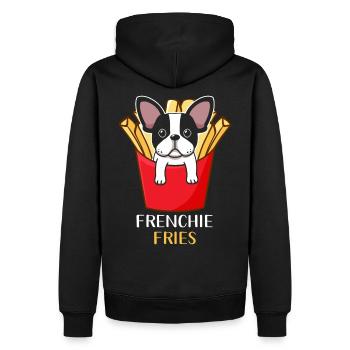 Frenchie Fries Bouledogue Français - Sweat à capuche Premium bio Homme - noir - Dos - Nico (187cm)