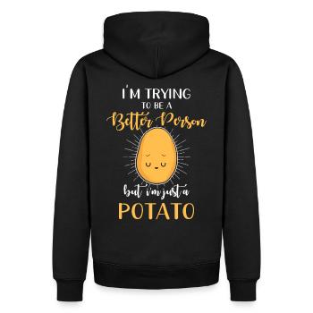 Kawaii pommes de terre Kawaii Nourriture - Sweat à capuche Premium bio Homme - noir - Dos - Nico (187cm)